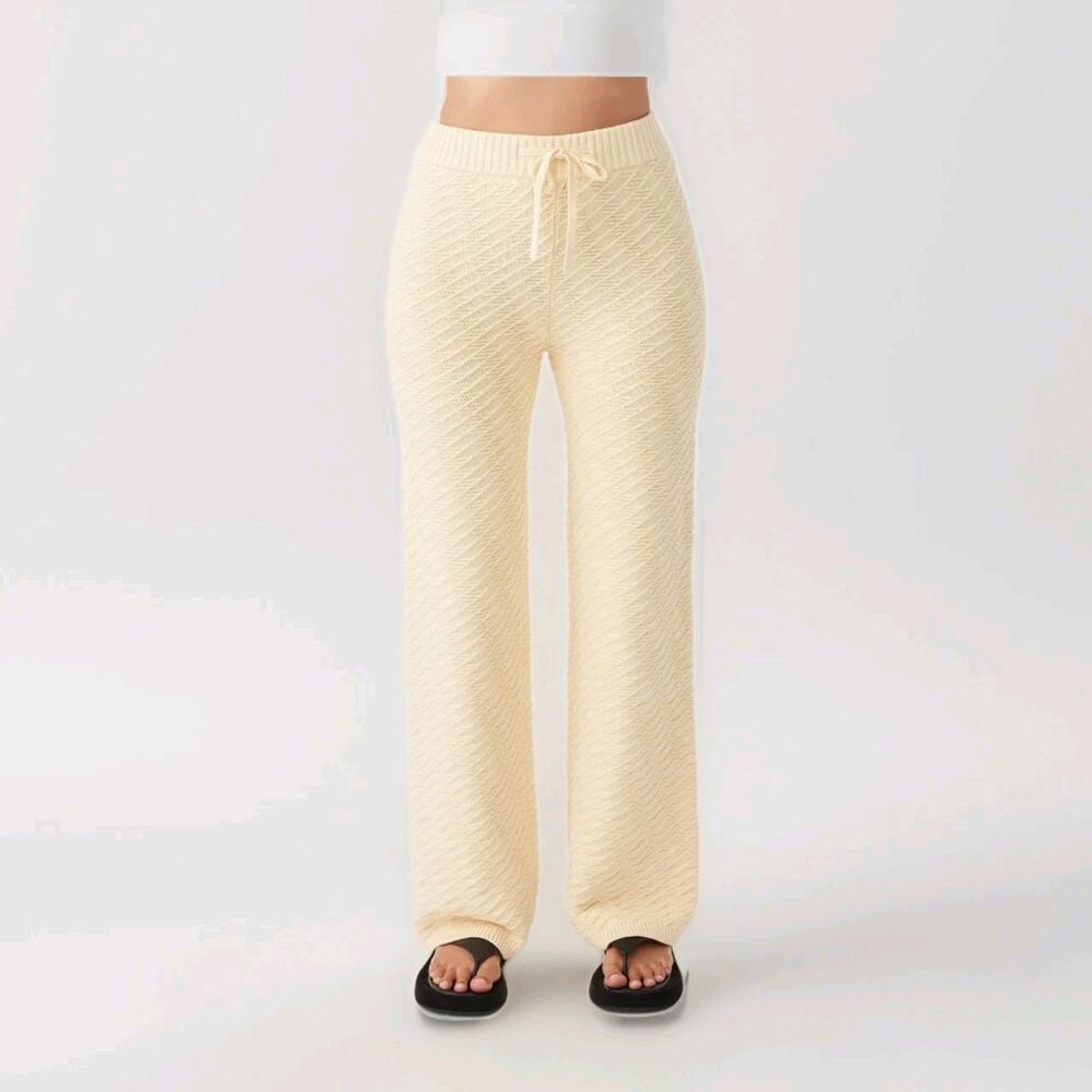 ARCAA Vivi Pants Womens M Butter Yellow Organic Cotton Athleisure Quiet Luxury